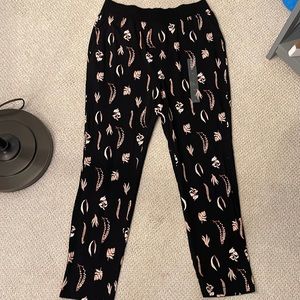 Cotton pajama pants with botanical pattern